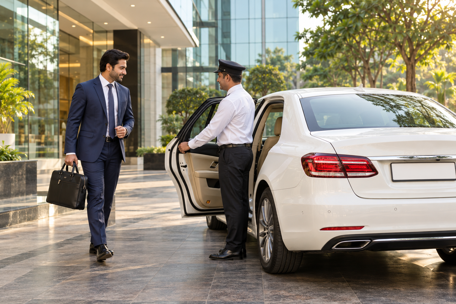 Representative corporate taxi travel scene